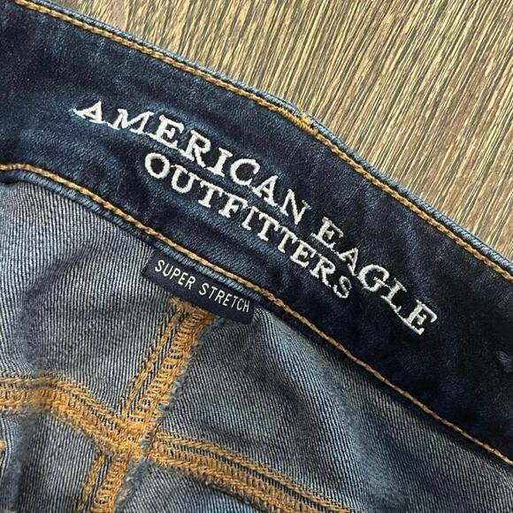 American Eagle Artist Cropped Jeans Super Stretch Denim Dark Wash Blue Size 4 - Picture 7 of 12
